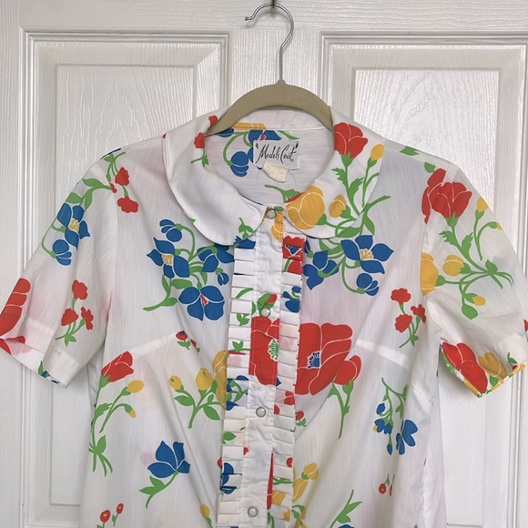 Vintage snap-button floral dress/house coat - Picture 2 of 4